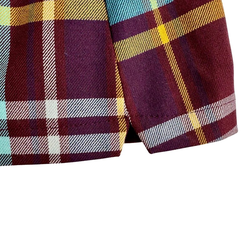 Urban Outfitters Plaid Mini Skirt Burgundy Turquoise Check Small y2k 90s grunge image 3