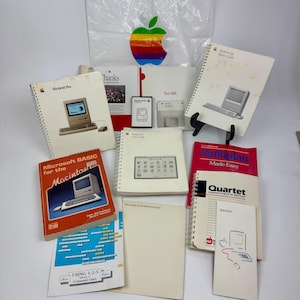 ビンテージ Apple Macintosh Plus SE マニュアル カセット フロッピーディスク レインボーバッグセット