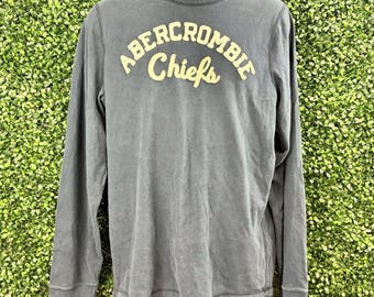 Abercrombie & Fitch Mens Muscle Fit Long Sleeve Graphic Tee Navy Blue XXL slim