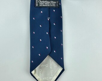 Christian Dior Mens Navy Blue Silk Blend Tie Made in USA Italian