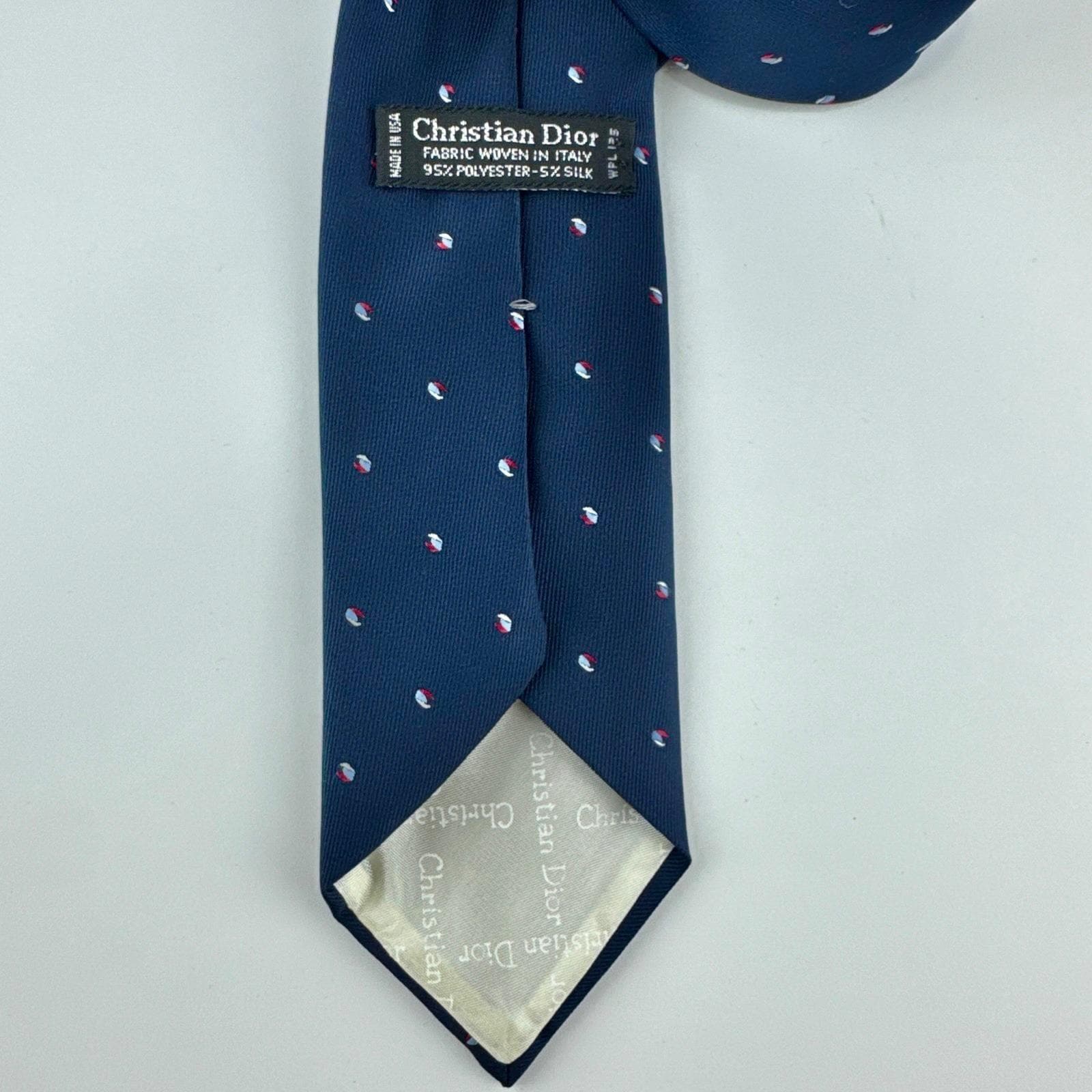 Christian Dior Mens Navy Blue Silk Blend Tie Made in USA Italian