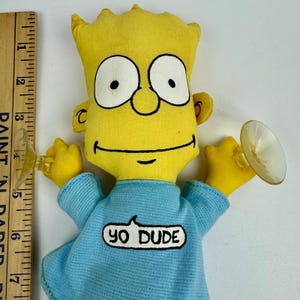 Peluche vintage de Bart Simpson "Yo Dude" de 1990 con ventosa para ventana, marca Dan-Dee, 28 cm (11 pulgadas)