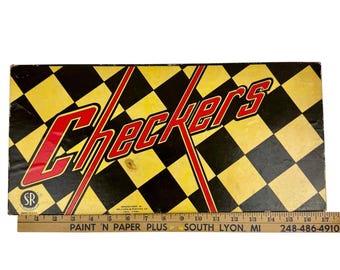 Tablero de juego de damas vintage Selchow & Righter n.° 26 completo