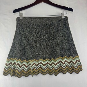 Vintage Urban Outfitters Ecote Marled Knit Chevron Mini Skirt Green Medium y2k image 5