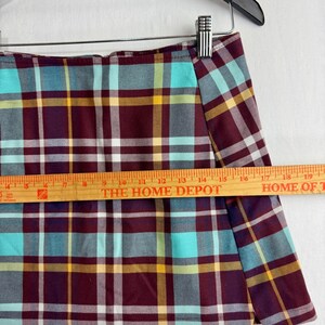Urban Outfitters Plaid Mini Skirt Burgundy Turquoise Check Small y2k 90s grunge image 11