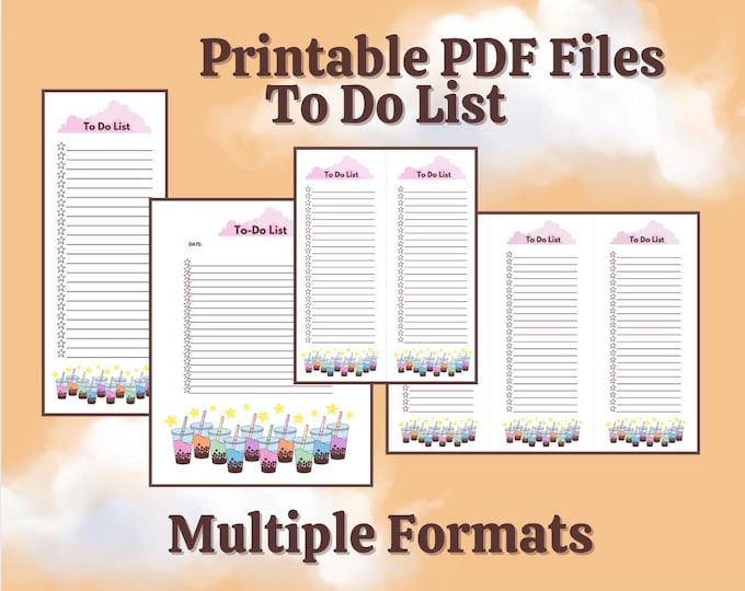 Cute Pastel BOBA Tea Printable To Do Lists | PDF Files Ready to Print | Multiple Formats | Make Organized Living Super Cute and Fun