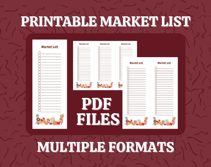Colorful JUNK FOOD Printable Market List | 8.5 X 11 PDF Files | Fun Printable Lists | Multiple Formats | Organization is Happiness