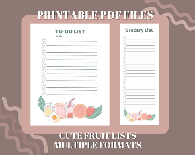 Stay on Track with Fun Fruit Designs | Printable PDF To Do List and Grocery List for Busy Bees | Pastel Organized Living | Multiple Formats