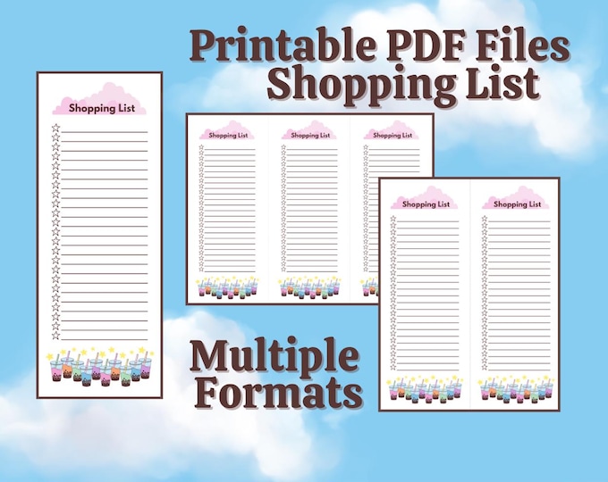 Whimsical BOBA Tea Printable Shopping List | Darling Pastel Design | Stay Organized in Style | Instant Digital Download | Multiple Formats