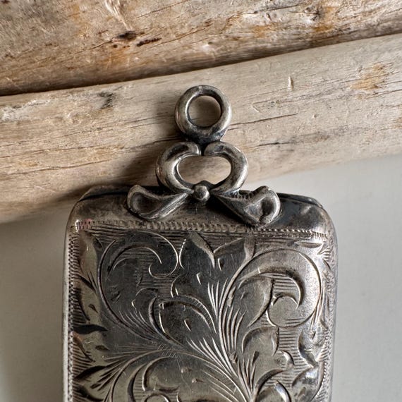 Edwardian Sterling Silver Rectangular Floral Etch… - image 8