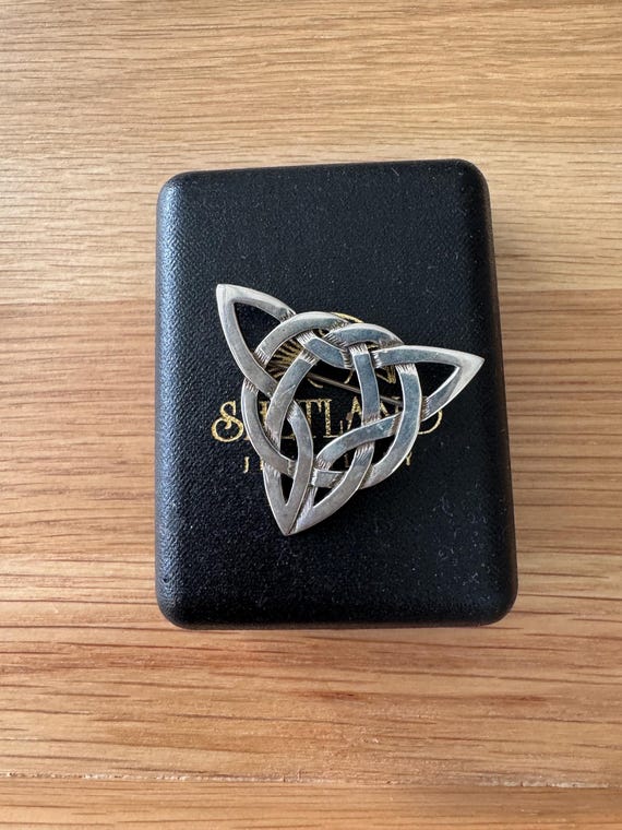 Shetland Jewelry- Triangular Large Silver Celtic … - image 5