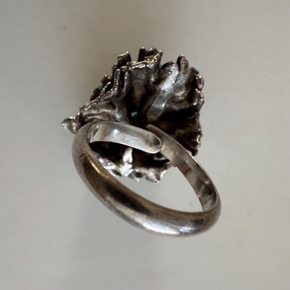 Brutalist Turquoise Nest Statement Ring – Vintage… - image 16