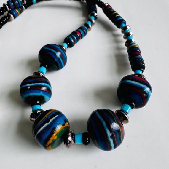 Running Bear Signed Navajo Vintage Sterling Multi Colors Bead