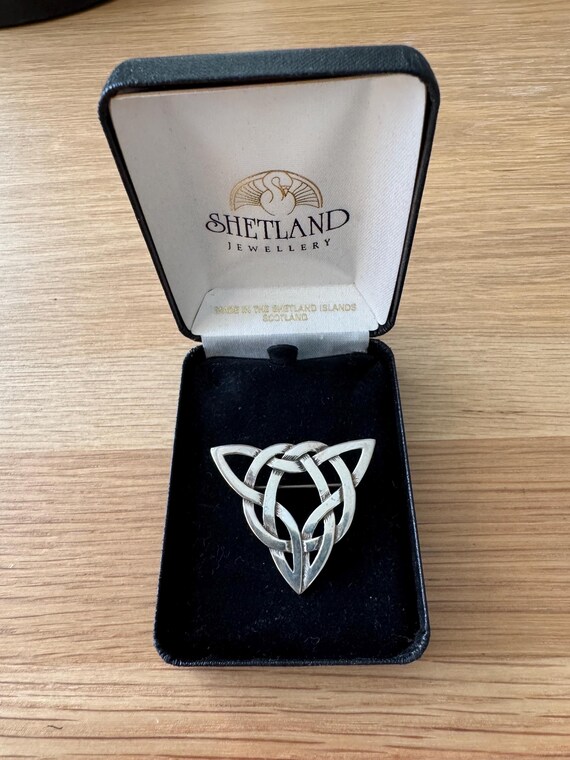 Shetland Jewelry- Triangular Large Silver Celtic … - image 2