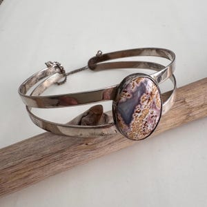 Dendritic Agate - Crazy Lace - Silver Cuff Bracelet