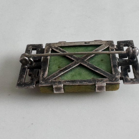 Broche Art Déco Ancienne – Bakélite Et Marcasite – Style Vintage Argenté Et Brun – Occasion Authentique