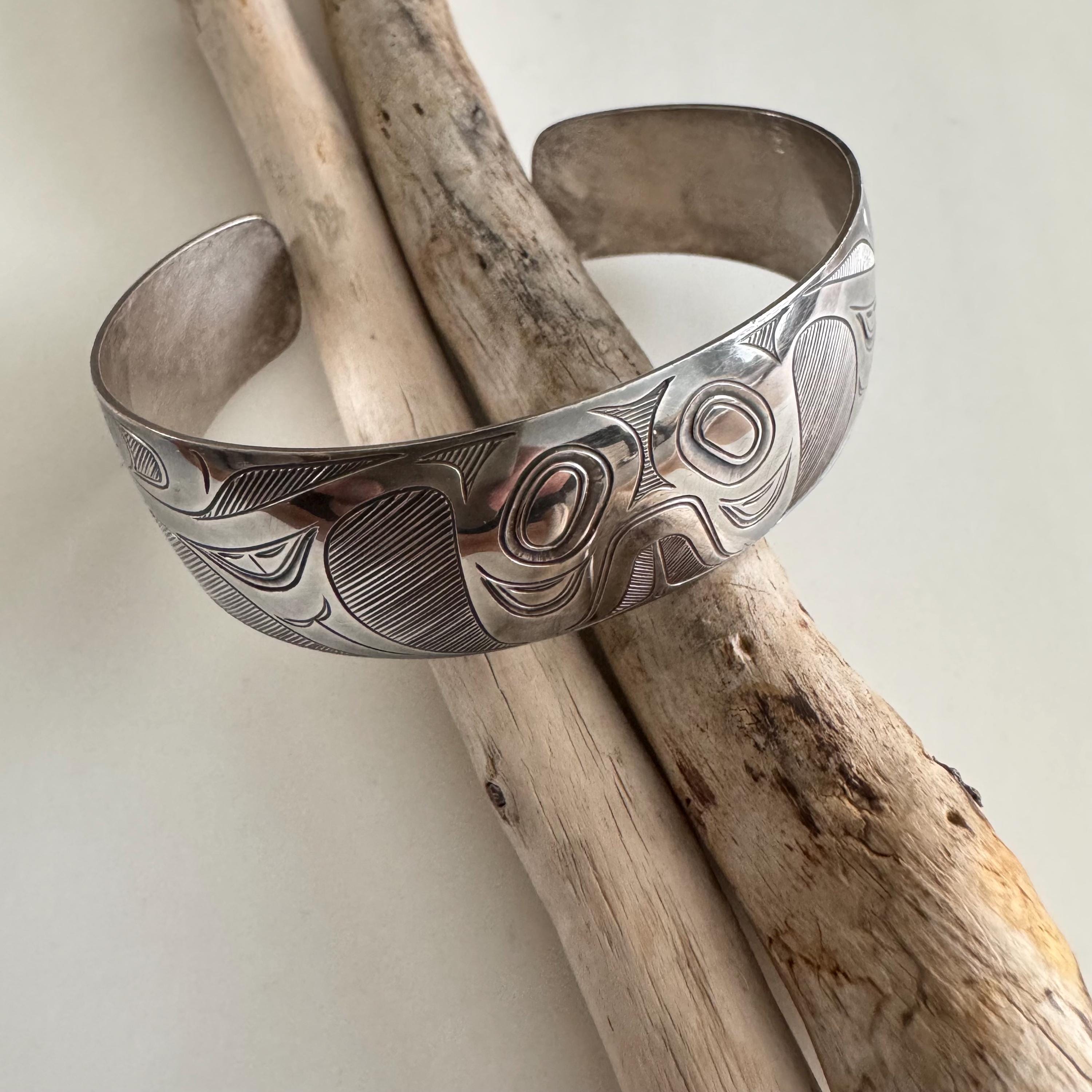 Haida Artisan George Yeltatzie Silver Dogfish / Shark Cuff