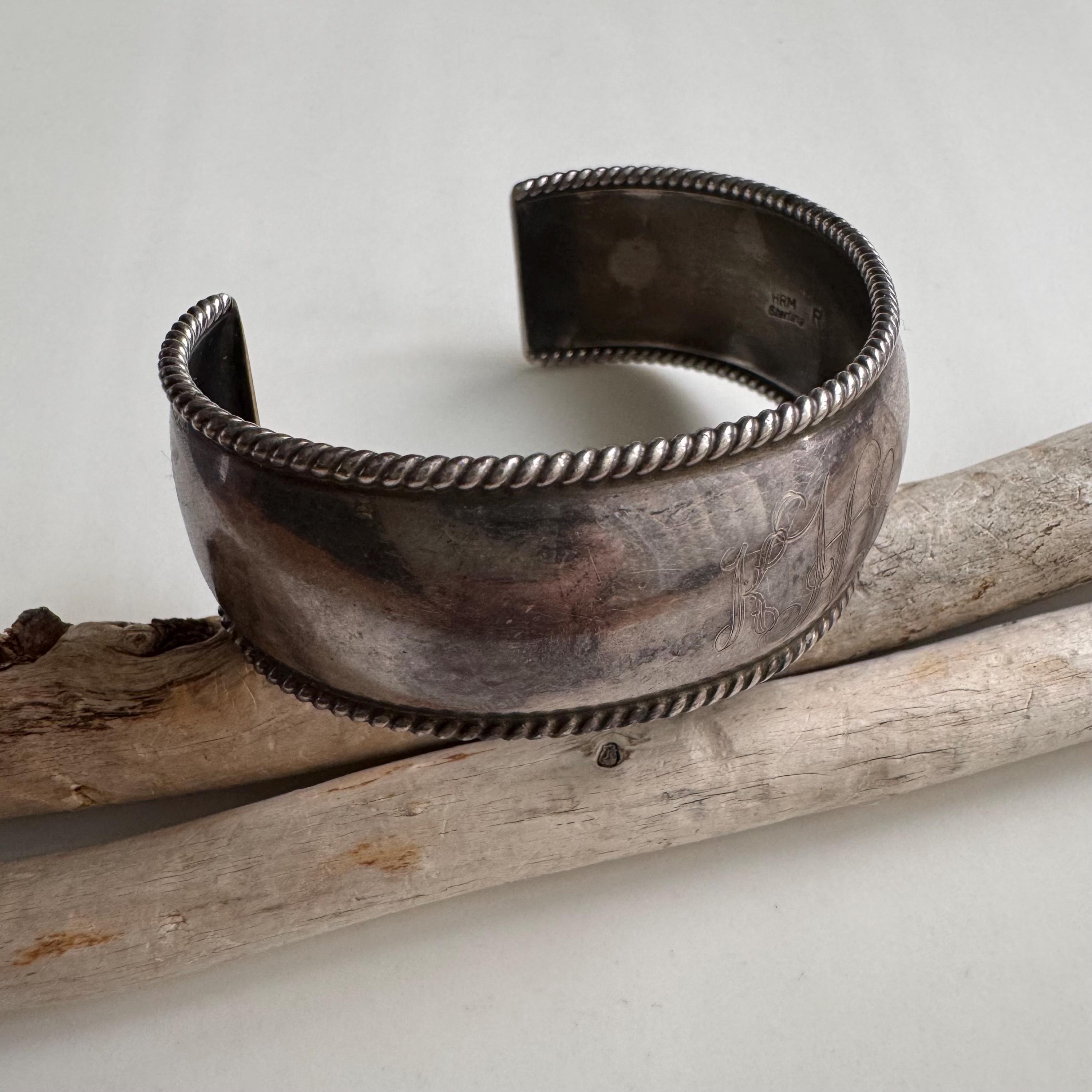Vintage Navajo Artist Harry Morgan Sterling Silver Rope Cuff With