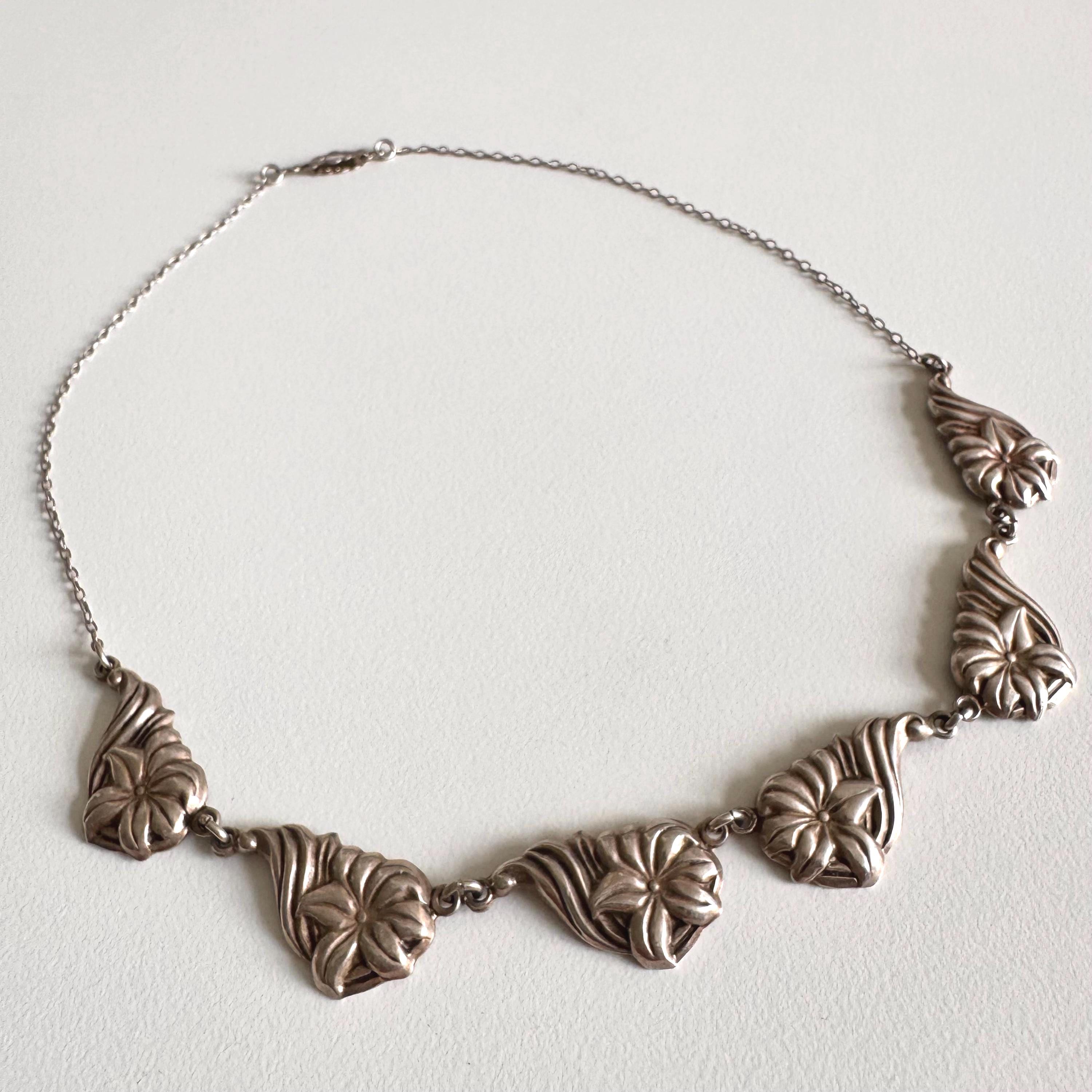 Vintage Danecraft Floral Sterling Silver Necklace. - Etsy