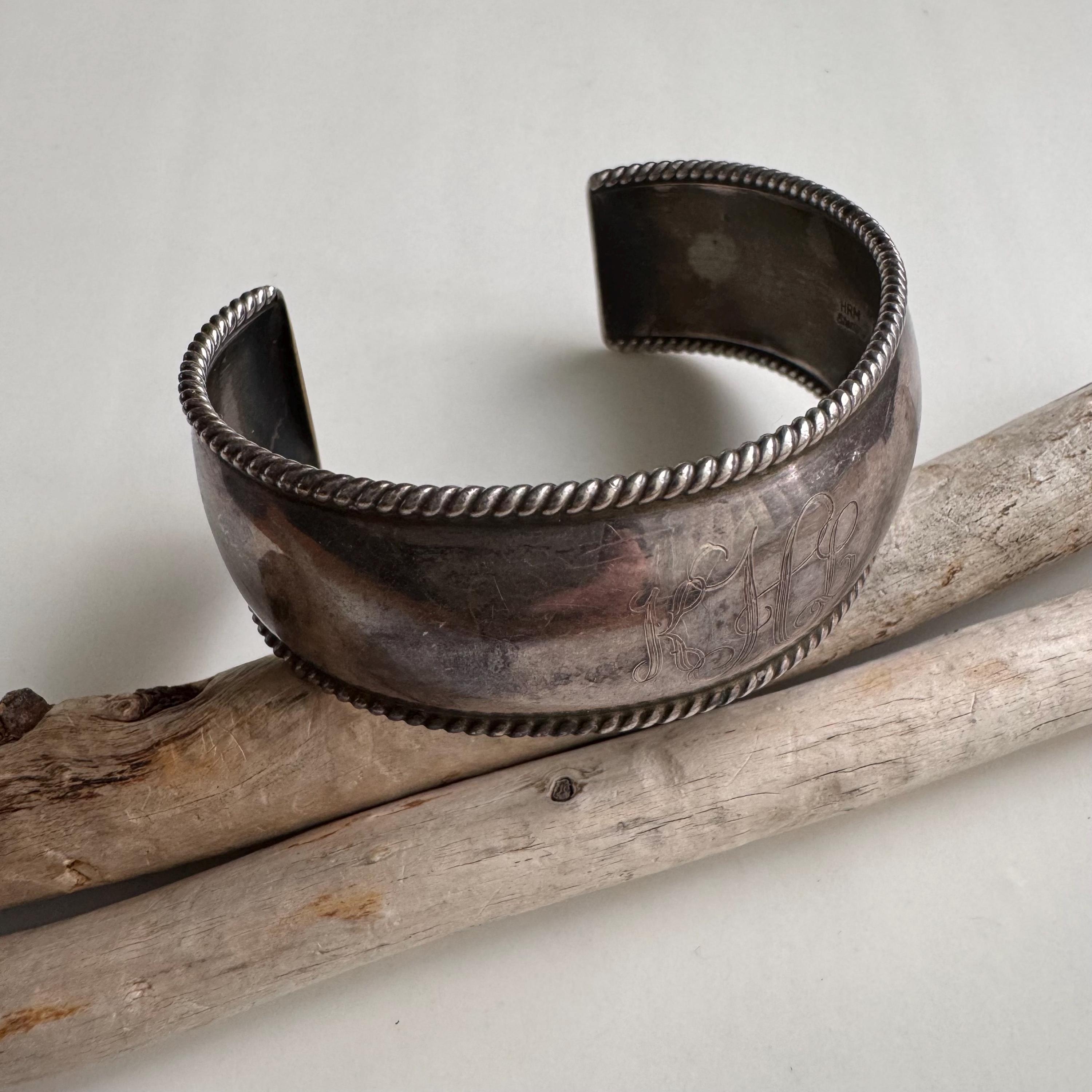 Vintage Navajo Artist Harry Morgan Sterling Silver Rope Cuff With