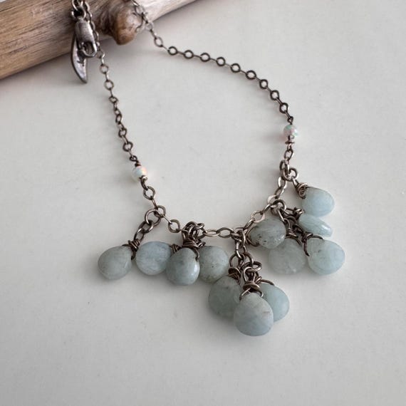 Biblical Stones - Topaz Cluster  Topaz with Elegant Setting on Silver Chain by De Isla. View 2