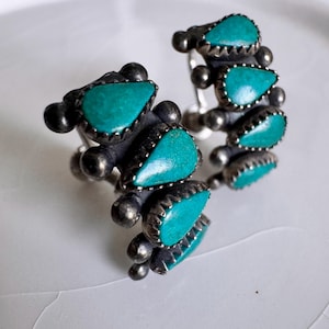 Dainty Sterling & Turquoise Vintage Navajo Screw Back Earrings.