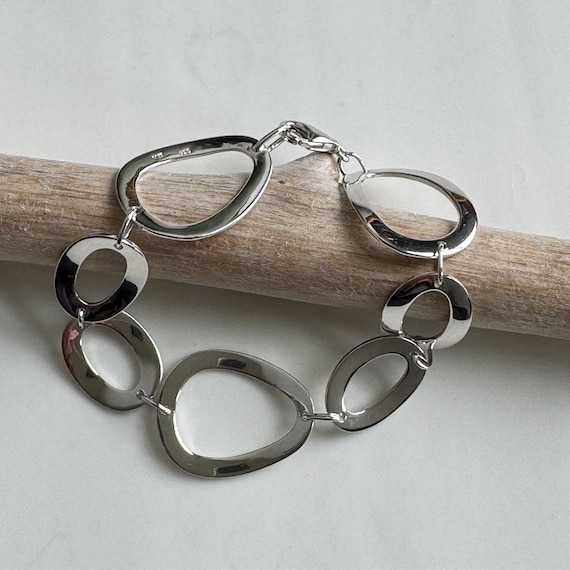 Italian Vintage Silver 925 Oval Link Bracelet. - Etsy UK