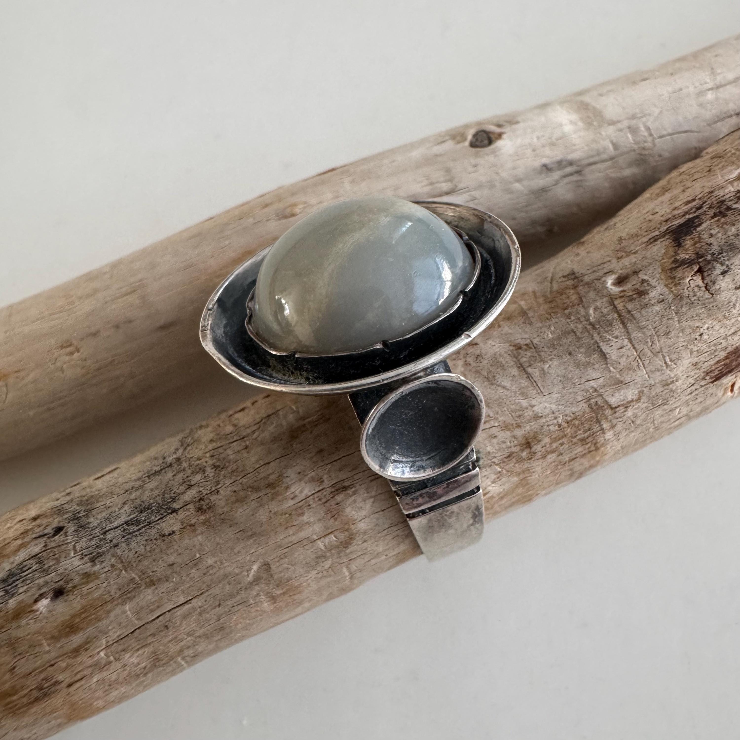 Ag laboratory silver ring まとめ売り 1960s Modernist WWL Blue Lace Agate Sterling Silver Ring / Size