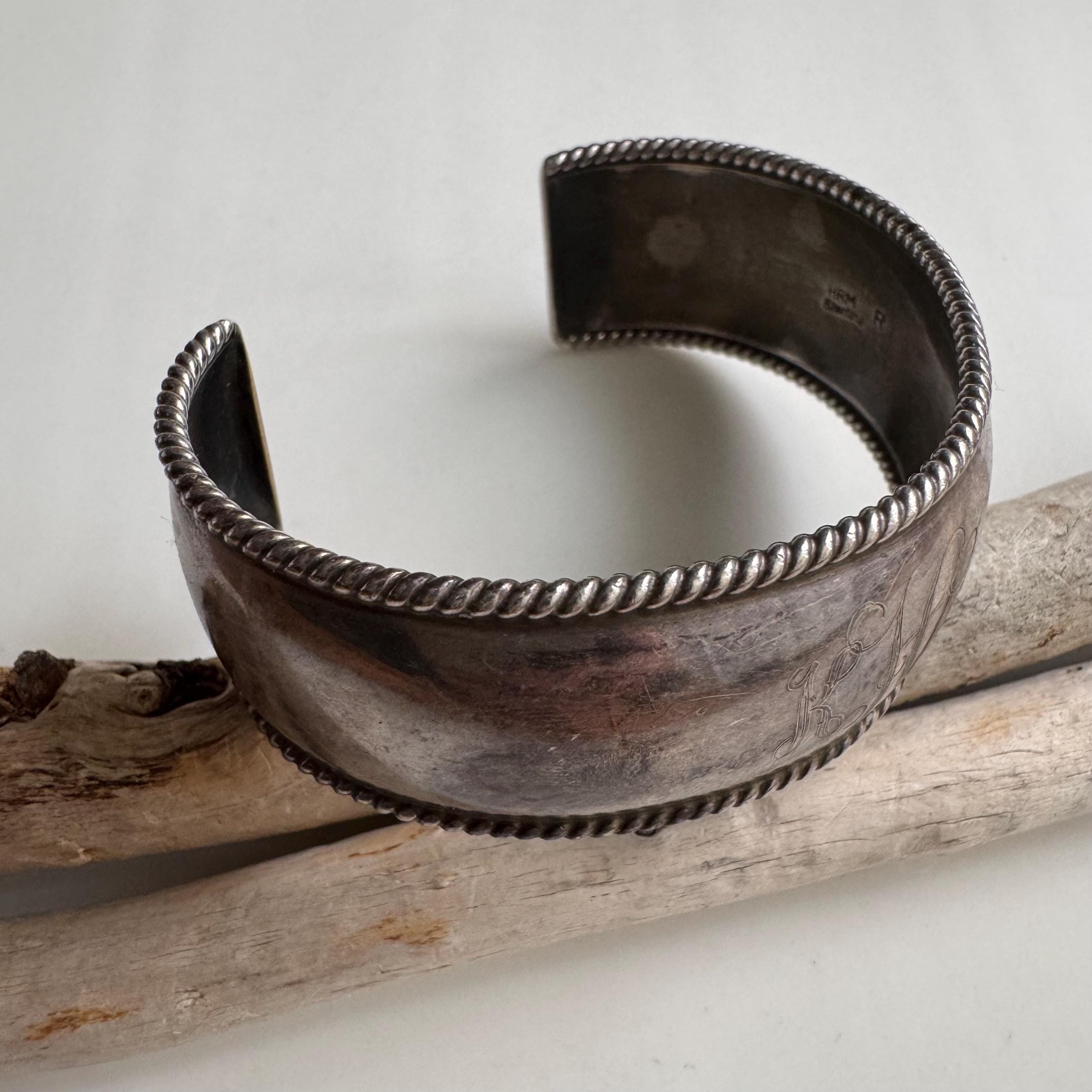 Vintage Navajo Artist Harry Morgan Sterling Silver Rope Cuff With