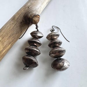 Navajo Pearls - Sterling Silver Bead Dangle Earrings