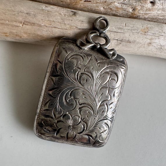 Edwardian Sterling Silver Rectangular Floral Etch… - image 13