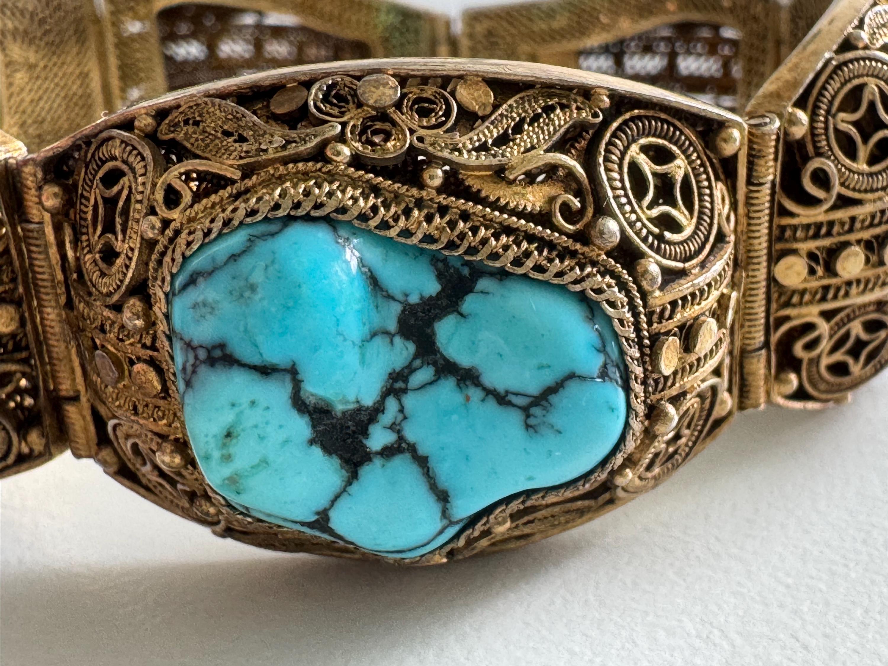 antique jewelry ブレスレット Antique Chinese Export Bracelet Jade Silver Filigree Gold Gilt