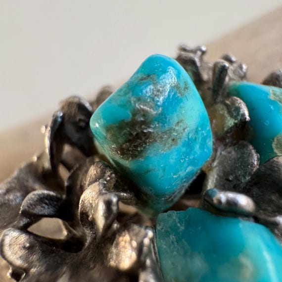 Brutalist Turquoise Nest Statement Ring – Vintage… - image 4
