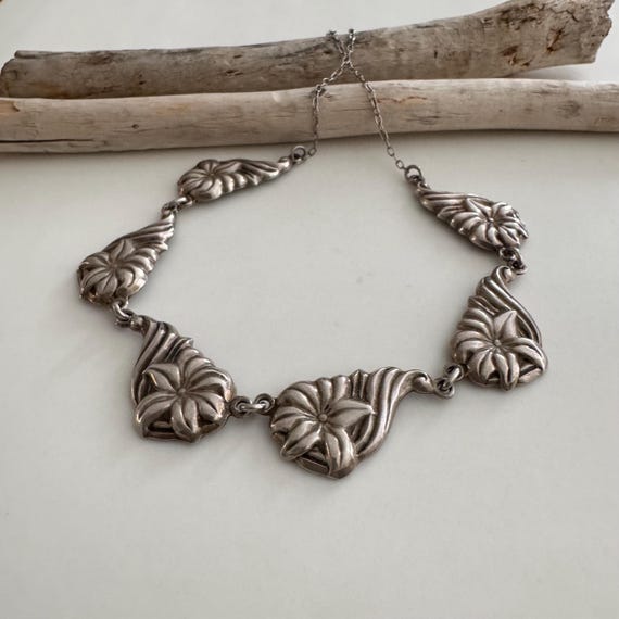 Vintage Danecraft Floral Sterling Silver Necklace. - Etsy