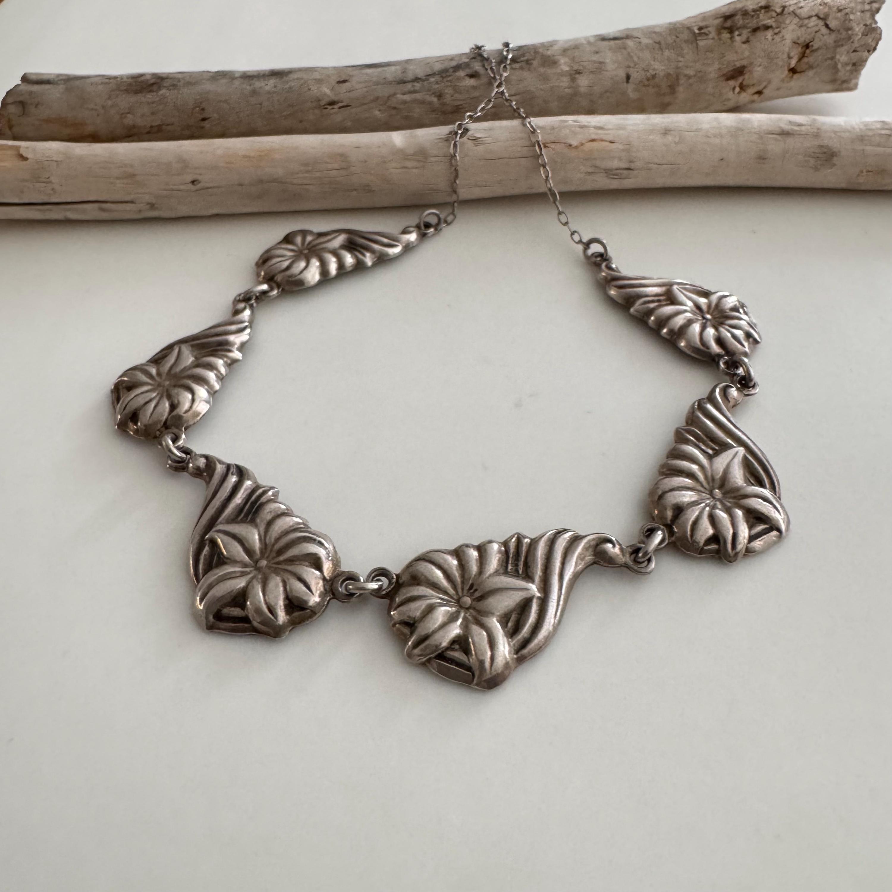 Vintage Danecraft Floral Sterling Silver Necklace. - Etsy