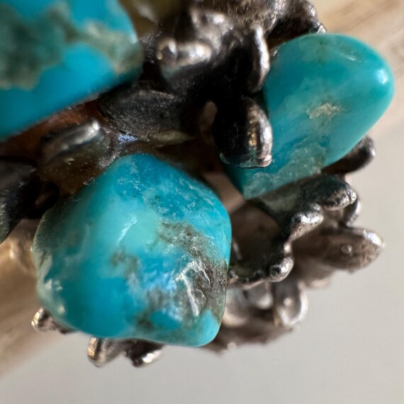 Brutalist Turquoise Nest Statement Ring – Vintage… - image 3