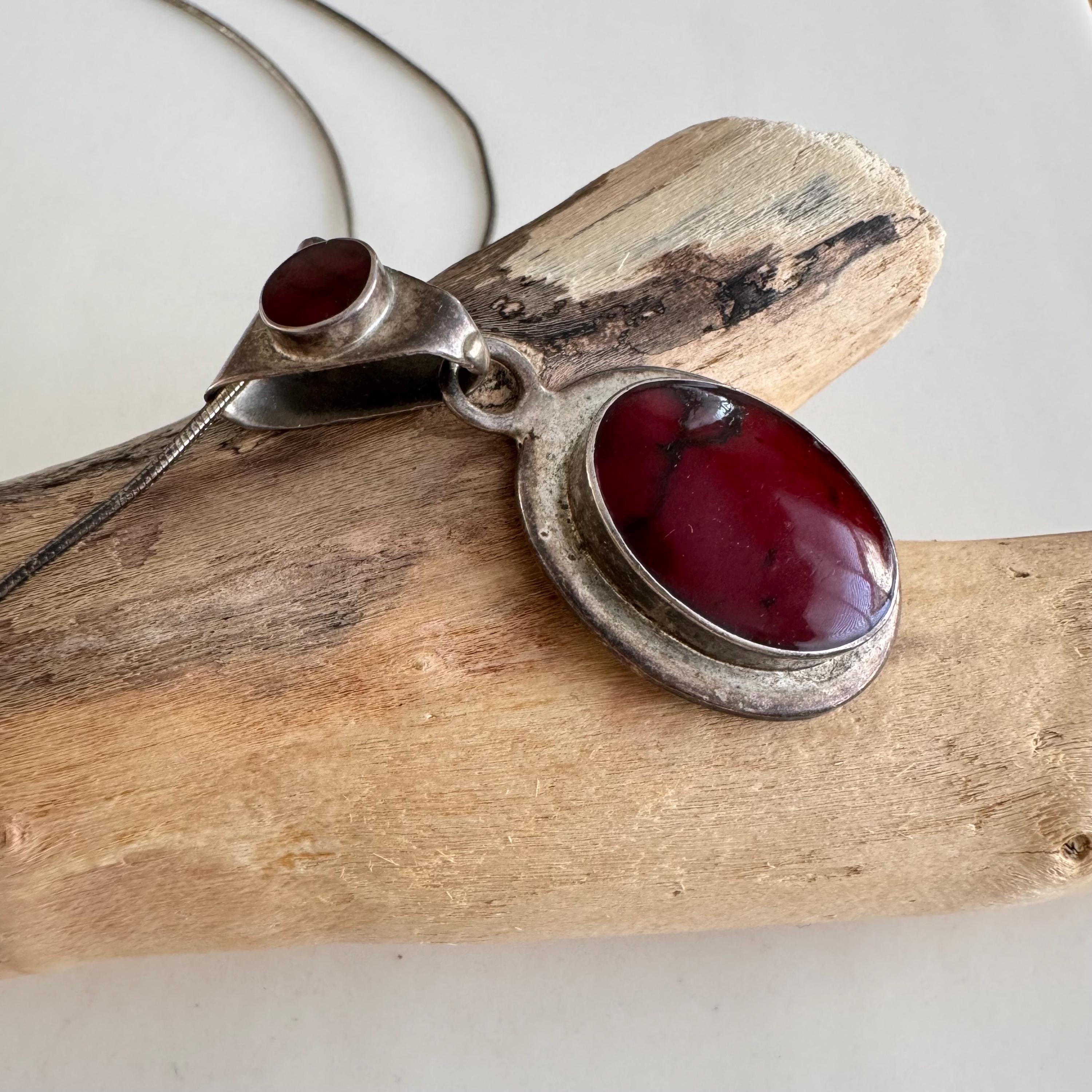 ネックレス・ペンダント Red Jasper Pendant SILVER 925 Vintage Red Jasper Sterling Silver Pendant Necklace - Etsy