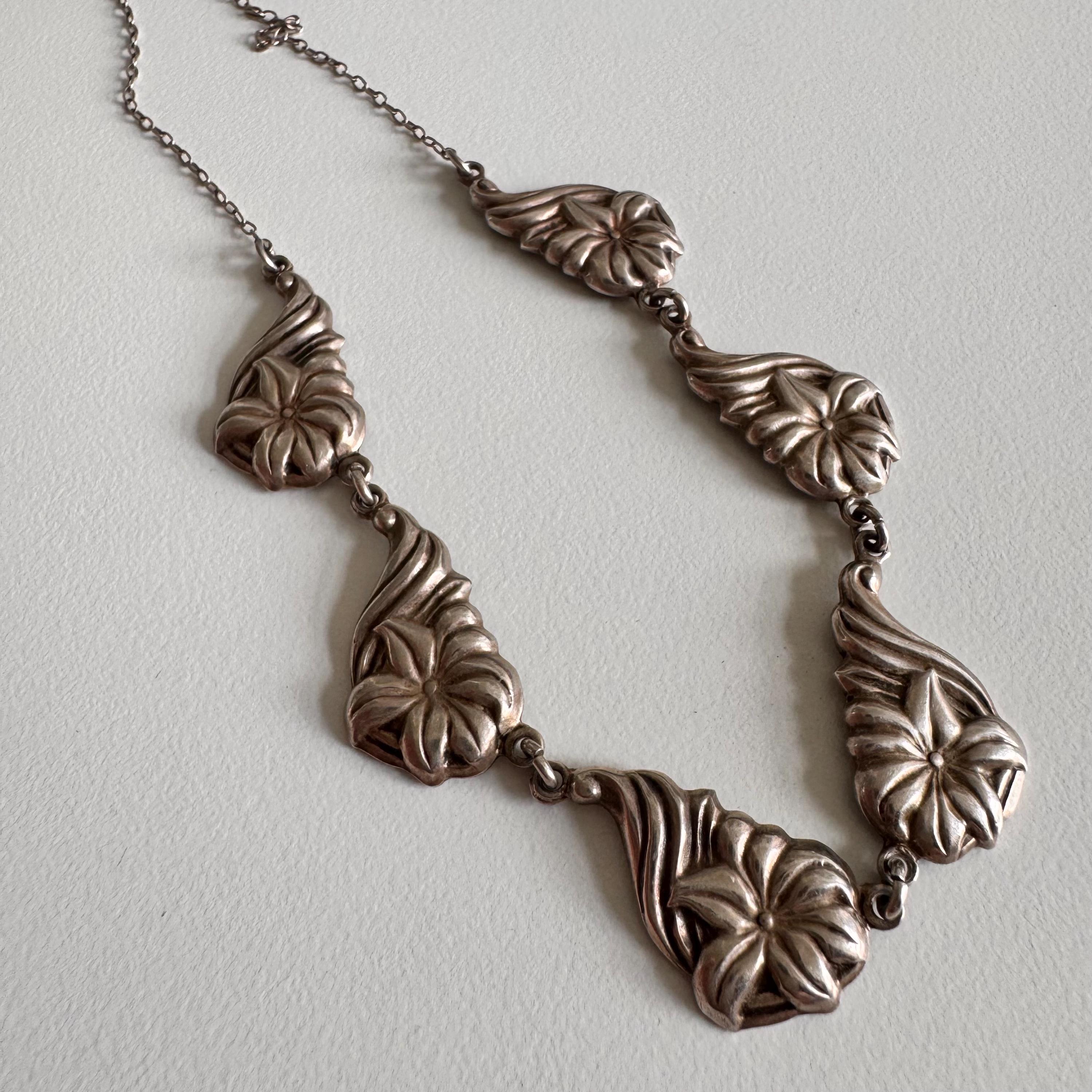 Vintage Danecraft Floral Sterling Silver Necklace. - Etsy