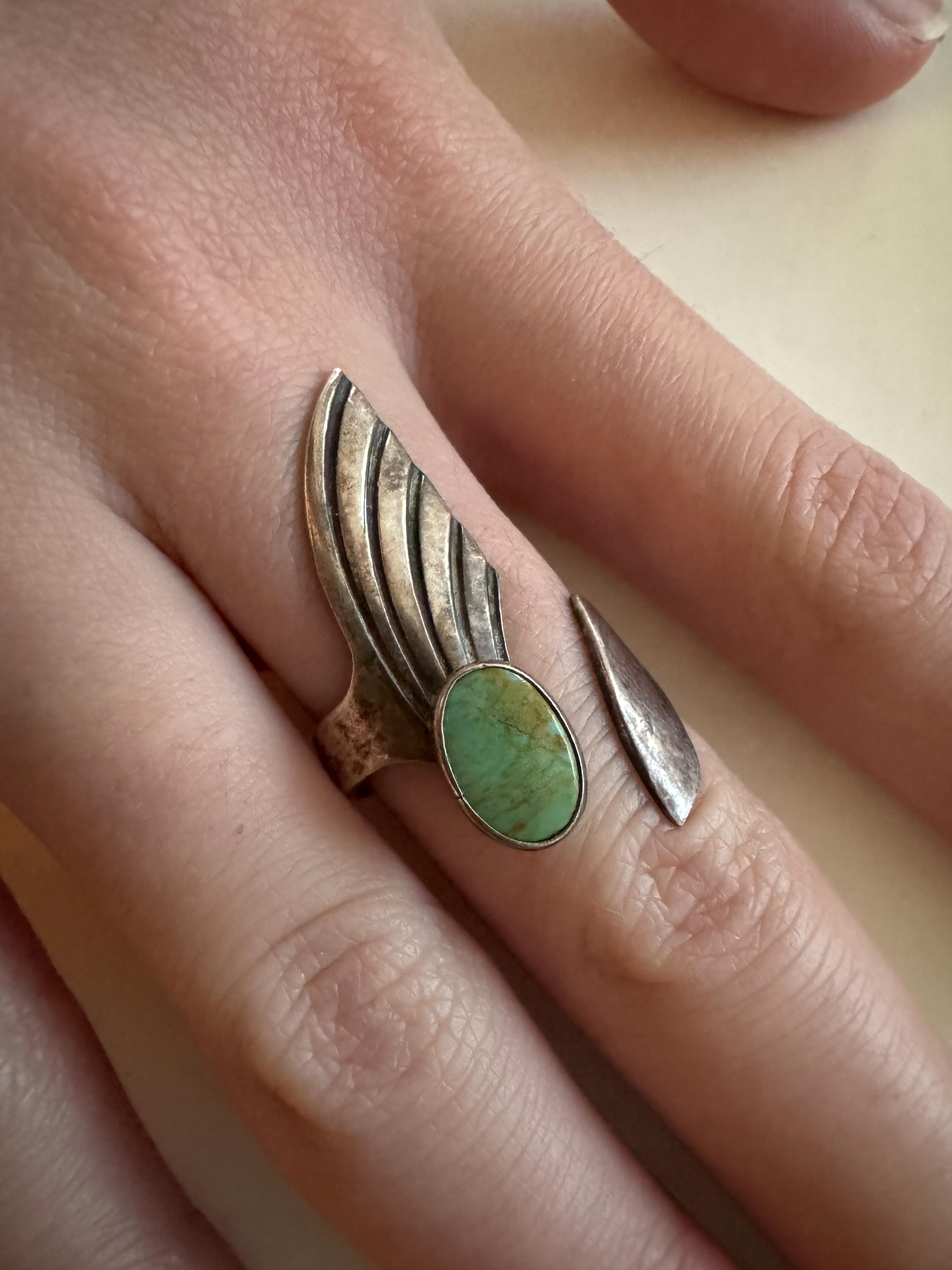Navajo Artisan Fred Francis Angel Wing Turquoise Sterling Silver