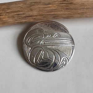 First Nations Haida Raven Sterling Silver Brooch / Pendant - Indigenous Art / Signed / BC Canada