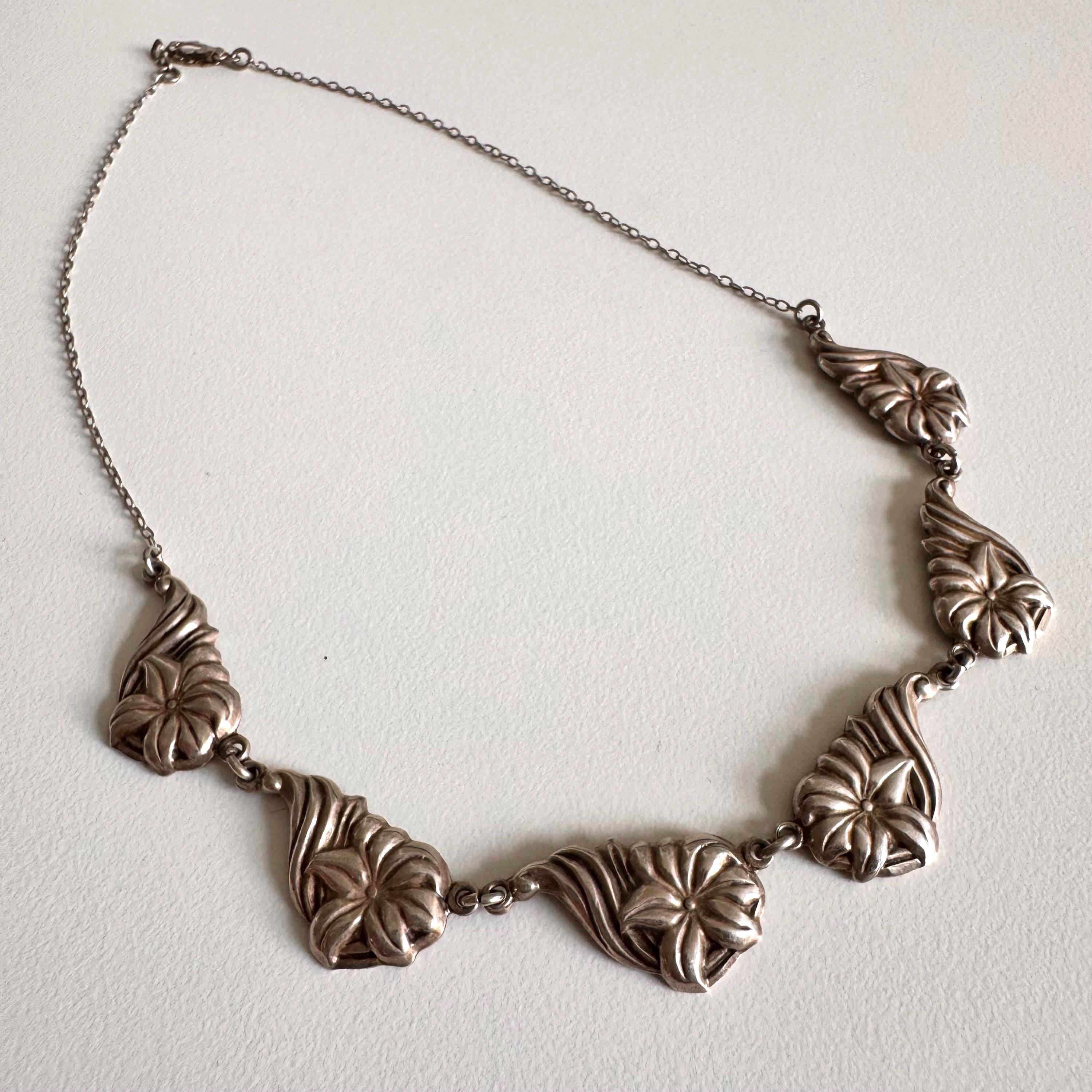 Vintage Danecraft Floral Sterling Silver Necklace. - Etsy