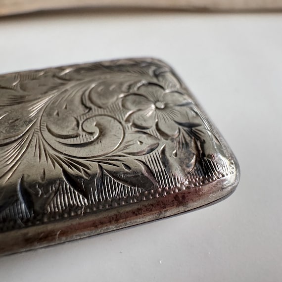 Edwardian Sterling Silver Rectangular Floral Etch… - image 4