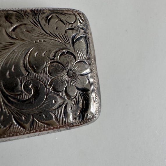 Edwardian Sterling Silver Rectangular Floral Etch… - image 10