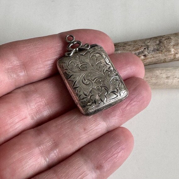 Edwardian Sterling Silver Rectangular Floral Etch… - image 6