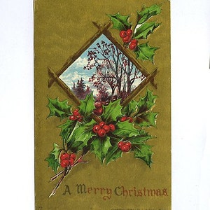 Vintage Christmas Postcard-A Merry Christmas image 1