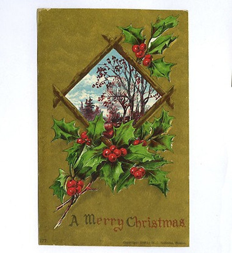 Vintage Christmas Postcard-A Merry Christmas image 1