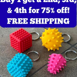 Spikey Fidget Keychain: Sensory PLA Plastic Keyring - Fun Tactile Toy