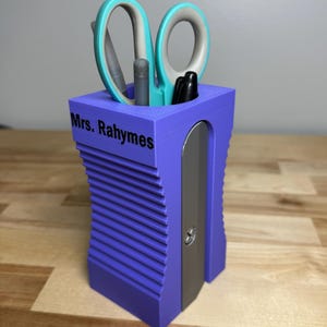 Giant Pencil Sharpener Desk Organizer • Fun Pen & Scissors Holder • Teacher Gift • Colorful Office Organizer