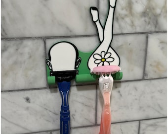No-Drill Razor Holder • Funny Bathroom Storage Hook • Quirky Leg-Shaped Wall Mount