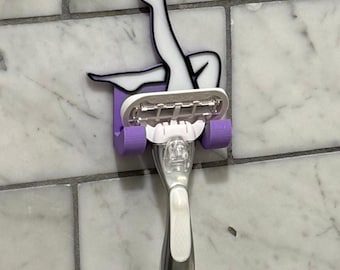 No-Drill Leg Razor Holder • Funny Bathroom Wall Mount • Unique Shaped Razor Hook
